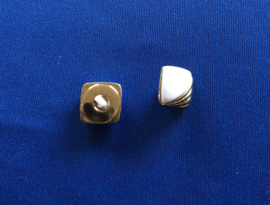 Knoop vierkant goud-wit 15 mm