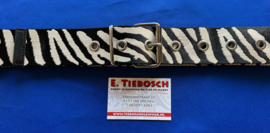 Nylon riem 5 cm breed zwart/beige zebra 160 cm lang