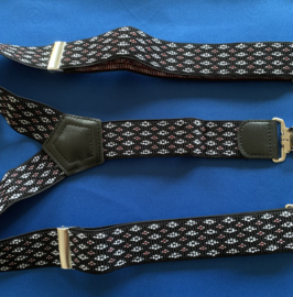 Heren bretels 4 cm breed 3 clips zwart/wit/rood