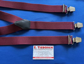 Heren bretels 3,5 cm 3 brede clips donker rood