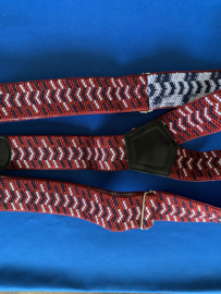 Heren bretels 4 cm breed 3 clips rood/blauw/wit