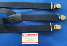 Heren bretels 3,5 cm breed 3 brede  clips donker blauw