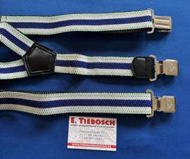 Heren bretels 4 cm breed 3 clips mint/wit/blauw streep
