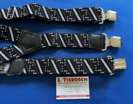 Heren bretels 4 cm breed 3 clips zwart/wit/bruin