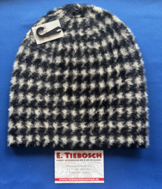 Lekker warme vlies muts zwart/beige
