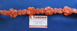 Dames riem 1,5 cm oranje met bloemen 95 cm lang