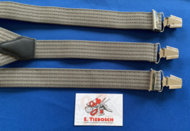 Heren bretels 3,5 cm breed 3 brede clips taupe/mos streep creme