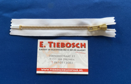 YKK broekrits goud wit 15 cm