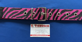 Nylon riem 5 cm zwart/roze 160 cm lang