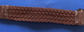 Elastische/gevlochten dames riem 6 cm bruin 72 cm lang
