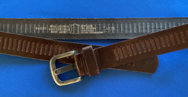 Leren heren riem 4 cm sleuf donker bruin 115 cm lang