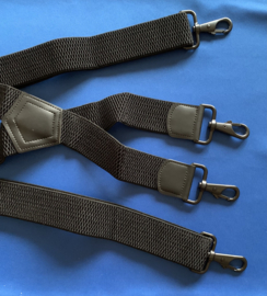 Heren bretels 4 cm breed met 4 musketonhaken zwart