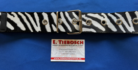 Nylon riem 5 cm zwart/wit zebra 160 cm lang