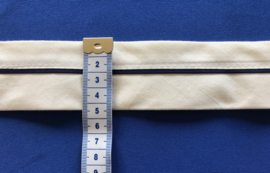 Broeksband 4,5 cm breed creme streep donker blauw