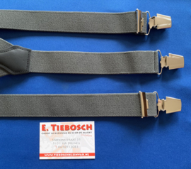 Heren bretels 3,5 cm breed 3 brede clips donker grijs