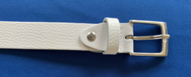 Leren heren riem 3 cm wit 110 cm lang gebobbeld