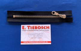 Sier rits nikkel zwart 15 cm