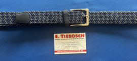 Elastische heren riem 115 cm lang blauw/grijs