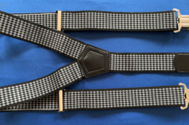 Heren bretels 4 cm breed 3 clips zwart ruit grijs