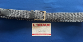 Elastische heren riem 110 cm lang grijs/wit