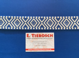 Tassenband 4 cm offwhite/blauw