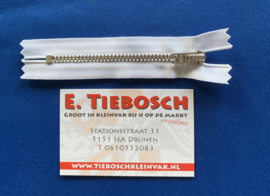 YKK broekrits nikkel wit 10 cm