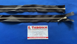 Deelbare rits nikkel donker bruin 60 cm lang