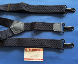 Heren bretels 4 cm breed met 3 musketonhaken donker blauw