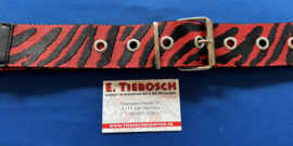 Nylon riem 5 cm rood/zwart zebra 160 cm lang