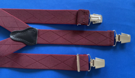 Heren bretels 3,5 cm breed 3 brede clips donker rood ruit
