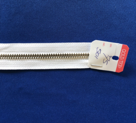 YKK deelrits nikkel 75 cm wit