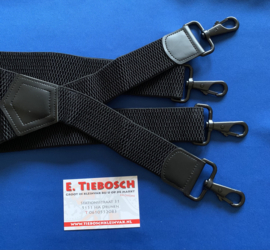 Heren bretels 4 cm breed met 4 musketonhaken zwart