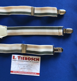 Kinder bretels gestreept groen/beige 25 mm 3 clips