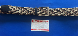Elastische heren riem 115 cm lang bruin/beige/groen