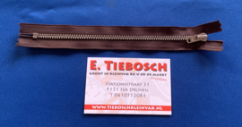 YKK broekrits nikkel donker bruin 18 cm