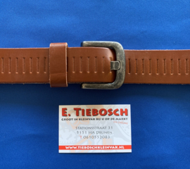 Leren heren riem sleuf licht bruin 105 cm lang 4 cm breed