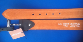 Leren heren riem 3,5 cm breed donker bruin gestikt 125 cm lang