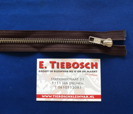 YKK deelrits nikkel 80 cm bruin