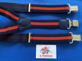 Heren bretels 4 cm breed 3 clips bauw/rood