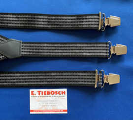 Heren bretels 3,5 cm breed 3 brede clips zwart streep wit