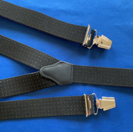 Heren bretels 3,5 cm breed 3 brede clips zwart/wit