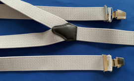 Heren bretels 3,5 cm breed 3 brede clips licht grijs met stippen
