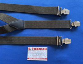 Heren bretels 3,5 cm breed 3 brede clips mos groen met witte stippen