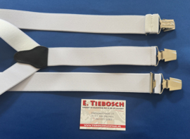 Heren bretels 3,5 cm breed 3 brede clips wit