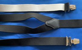 Heren bretels 3,5 cm breed 3 brede clips zwart