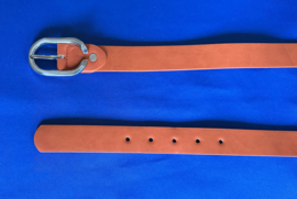 Dames riem 3 cm bruin/oranje 90 cm lang