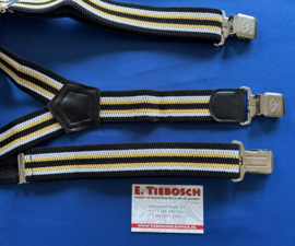 Heren bretels 4 cm breed 3 clips zwart/wit/geel