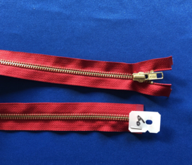 YKK deelrits goud 60 cm rood