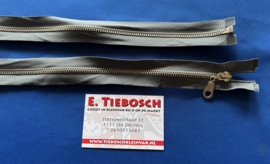Deelbare rits nikkel grijs 55 cm lang