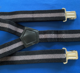 Heren bretels 4 cm breed 3 clips zwart grijs